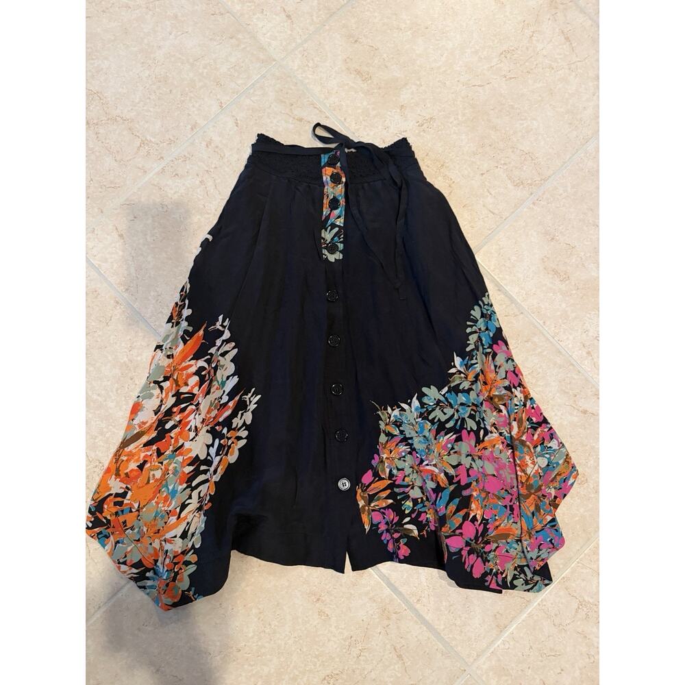 Tracy Reese Floral Silk Skirt XS Black Pre-Fall 2017 Runway Print Boho - Picture 2 of 8
